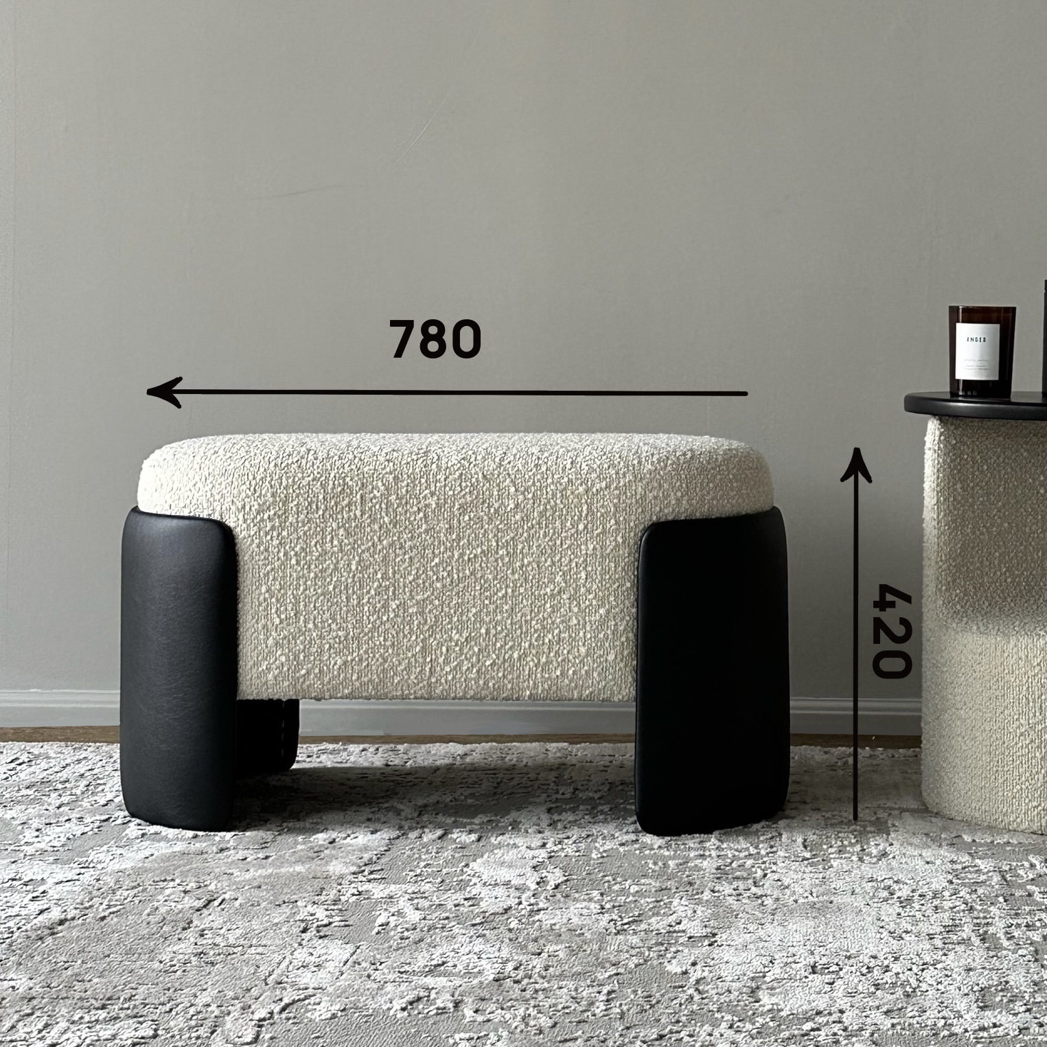 Банкетка Mebel Made Polly букле со вставками