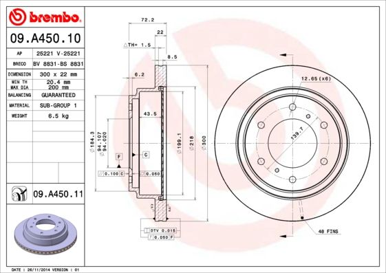 

Тормозной диск brembo 09.A450.11