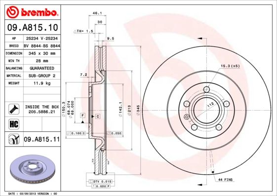 

Тормозной диск brembo 09.A815.11