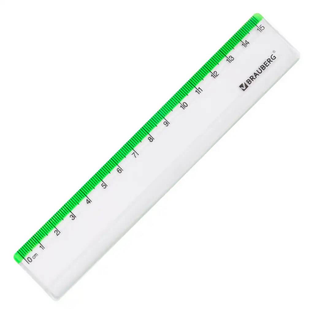 

Линейка пластиковая 15 см BRAUBERG FRESH ZONE, прозрачная, с салатовой шкалой 48 уп, Прозрачный