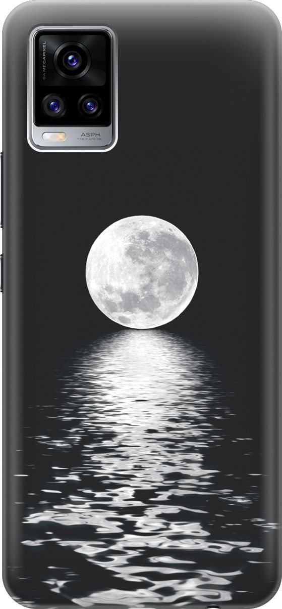 

Силиконовый чехол на Vivo V20 "Луна над морем", Белый;черный, 159669