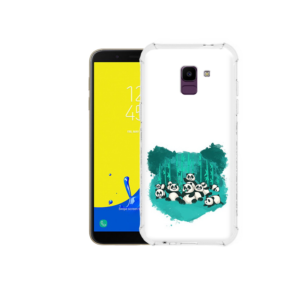 

Чехол MyPads Tocco для Samsung Galaxy J6 (2018) нарисованные панды, Прозрачный, Tocco
