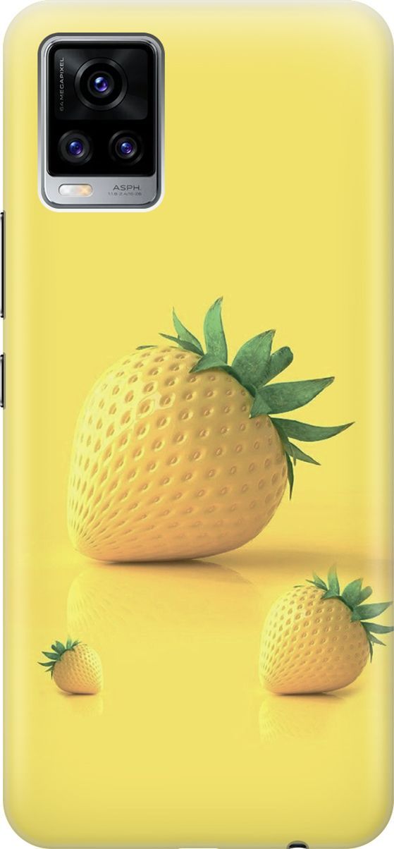 

Силиконовый чехол на Vivo V20 "Желтая клубника", Черный, 159667