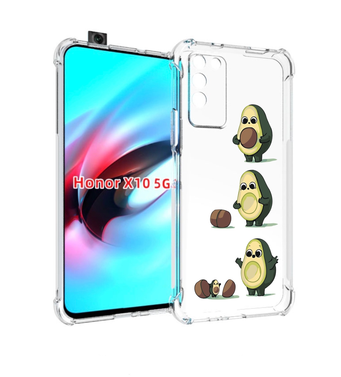 

Чехол MyPads авокадо-с-малышом для Honor X10, Прозрачный, Tocco