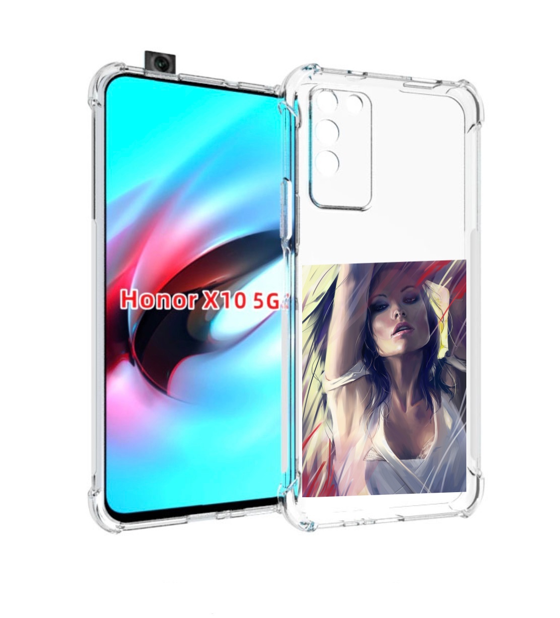

Чехол MyPads акварельная-девушка женской для Honor X10, Прозрачный, Tocco