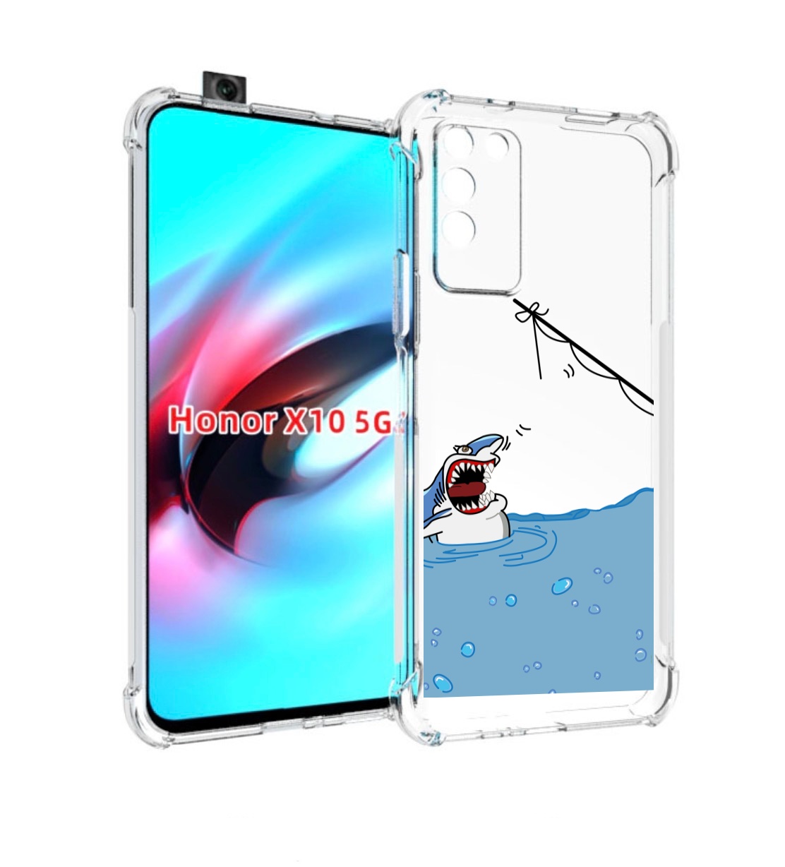 

Чехол MyPads акула-рисунок для Honor X10, Прозрачный, Tocco
