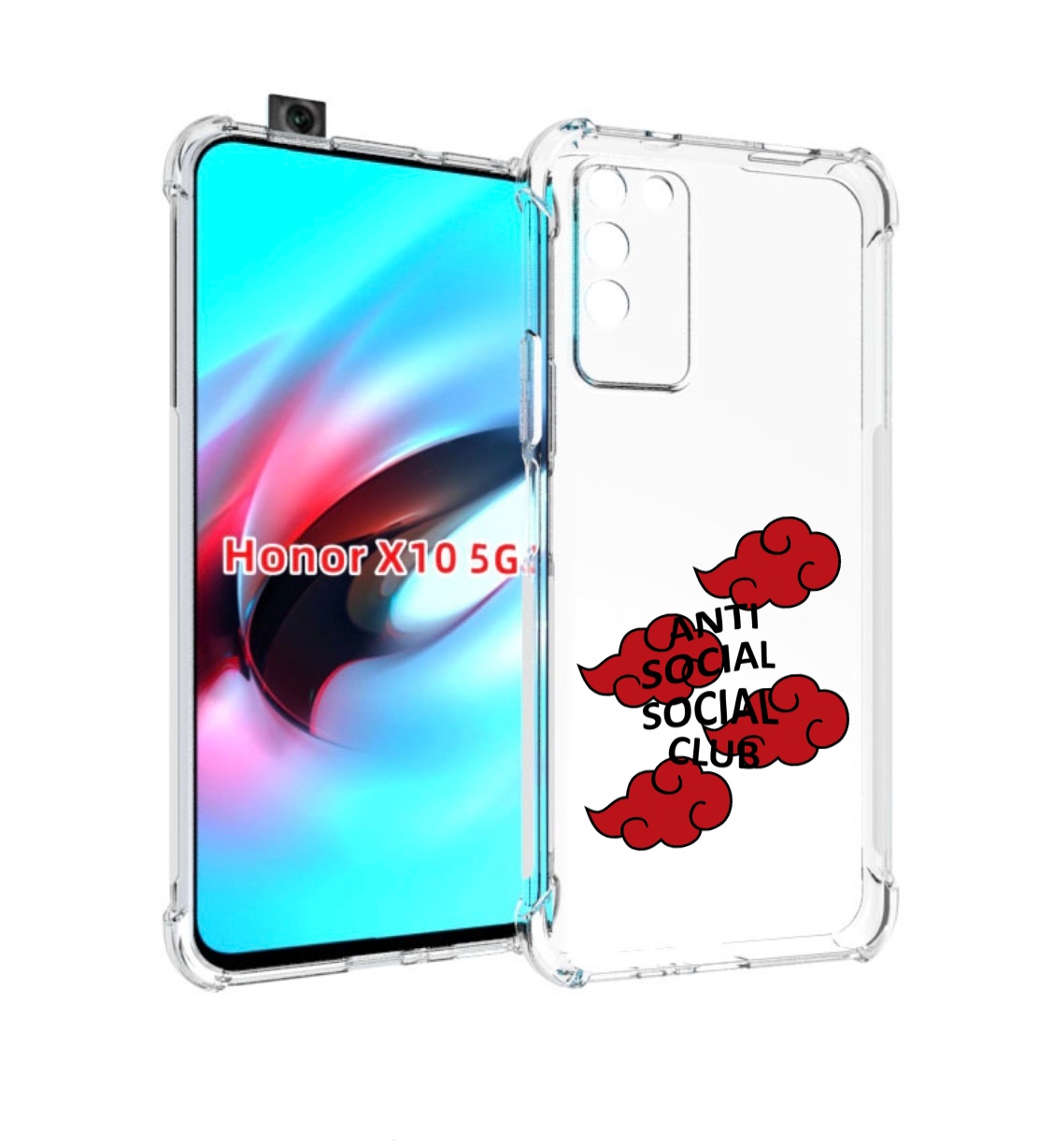 

Чехол MyPads анти-социал-социал-клаб для Honor X10, Прозрачный, Tocco