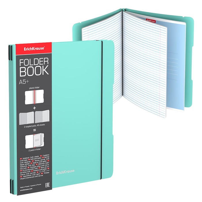 

Тетрадь А5+ 2x48 листов в клетку ErichKrause FolderBook Pastel Mint