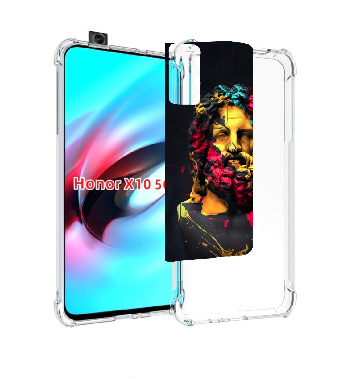 

Чехол MyPads арт-статуя-краски для Honor X10, Прозрачный, Tocco
