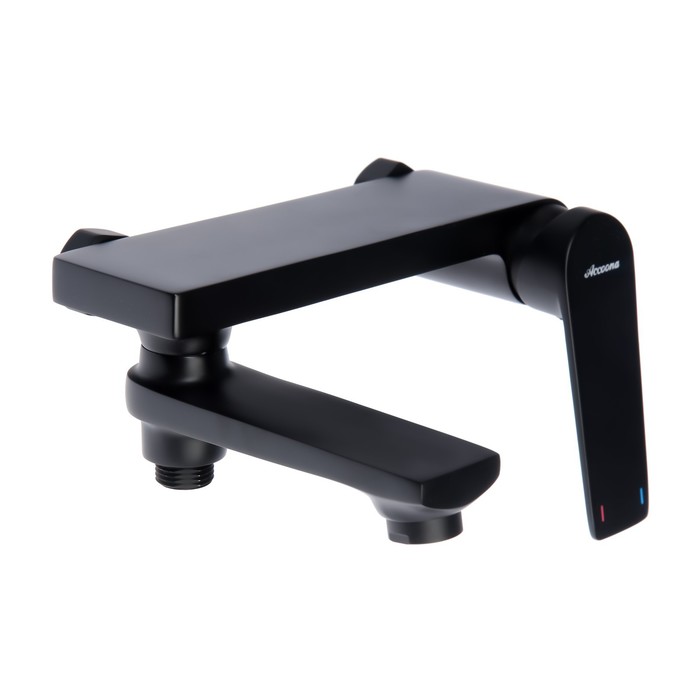 Смеситель для ванны Accoona A63125F, однорычажный, излив 181 мм, душевой набор, черный