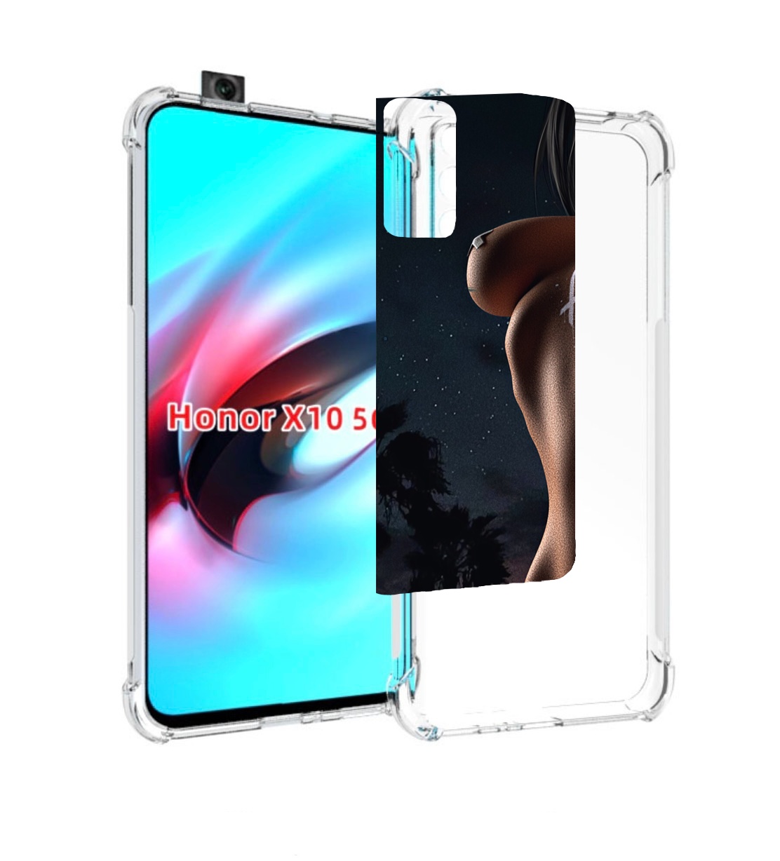 

Чехол MyPads белые-татуировки-на-теле для Honor X10, Прозрачный, Tocco