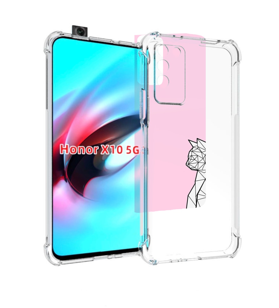 

Чехол MyPads белый котик с гранями для Honor X10, Прозрачный, Tocco