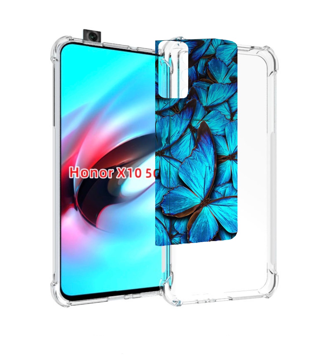 

Чехол MyPads бирюзовые бабочки для Honor X10, Прозрачный, Tocco