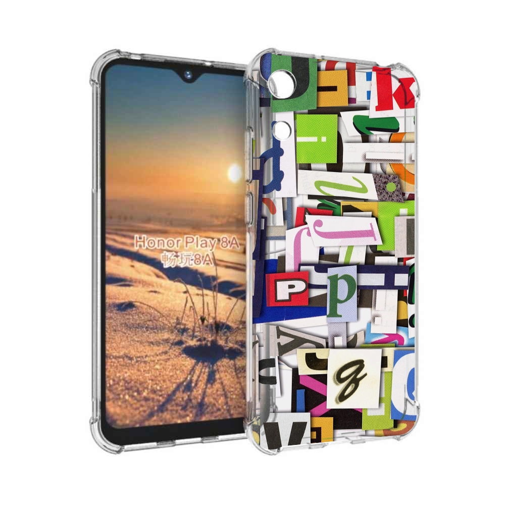 

Чехол бампер MyPads ломанные-буквы для Honor 8A, Прозрачный, Tocco
