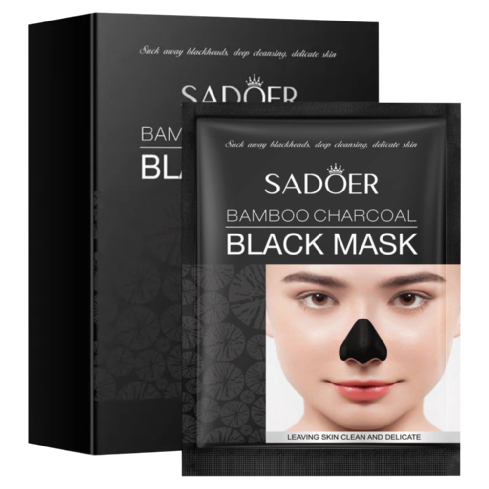 Набор масок для носа от черных точек Sadoer с бамбуковым углем 10 шт в упак этюд в черных тонах