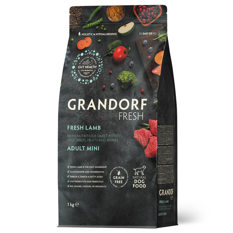 

Сухой корм для собак GRANDORF Fresh, мелкие породы, ягненок, батат, 1 кг