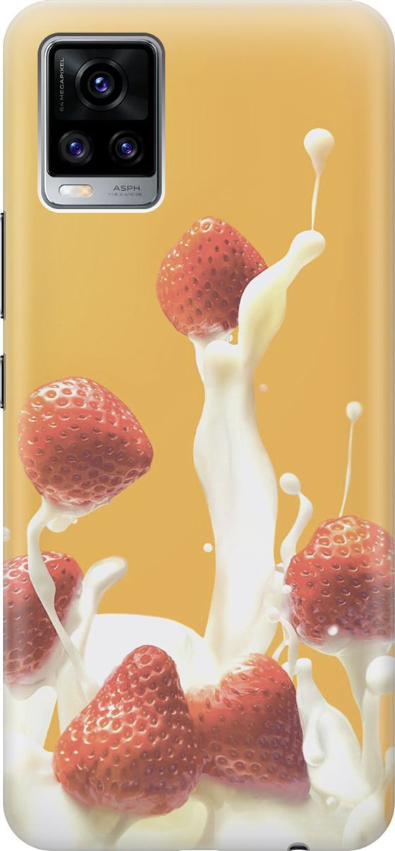 

Силиконовый чехол на Vivo V20 "Клубника и сливки", Белый;желтый, 159667