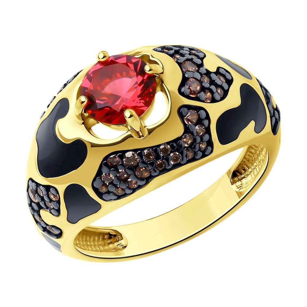 

Кольцо из серебра с рубеллитом искусственным/фианитом/эмалью р.  Diamant 93-310-01681-1, 93-310-01681-1