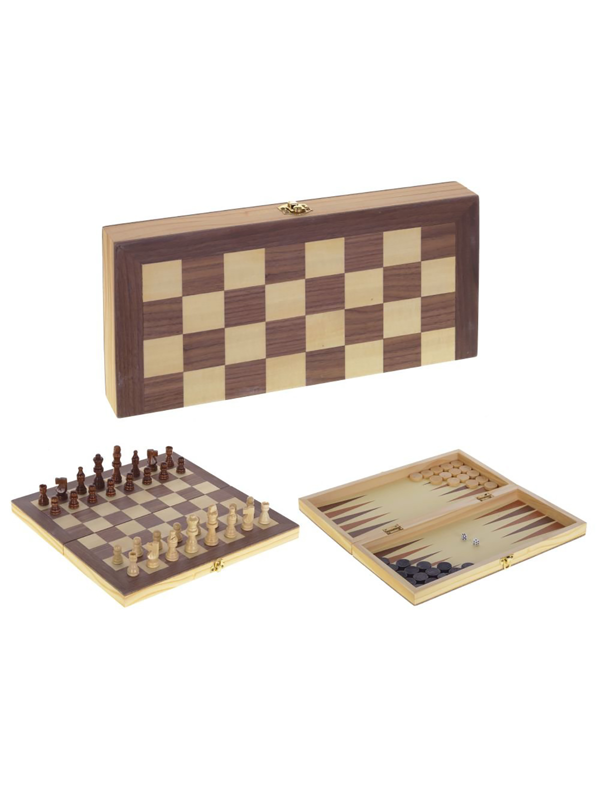 Шахматы шашки нарды 3 в 1 Remecoclub деревянные 219821 34,5x18x4,5 см