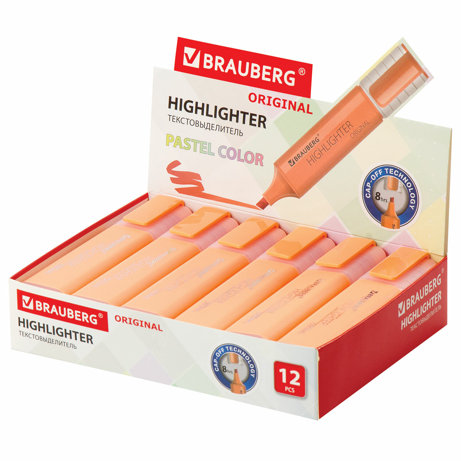 

Текстовыделитель BRAUBERG ORIGINAL PASTEL, ПЕРСИКОВЫЙ, линия 1-5 мм, 12 шт, Оранжевый