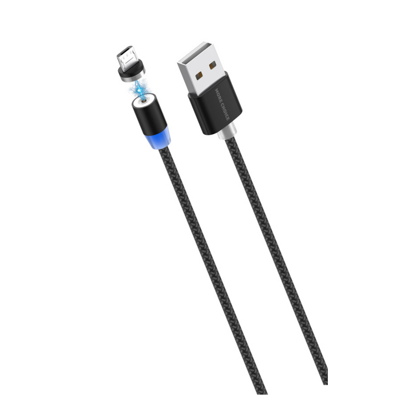 Дата-кабель More choice K61Sm Smart USB 3.0A для micro USB Magnetic нейлон 1м Black