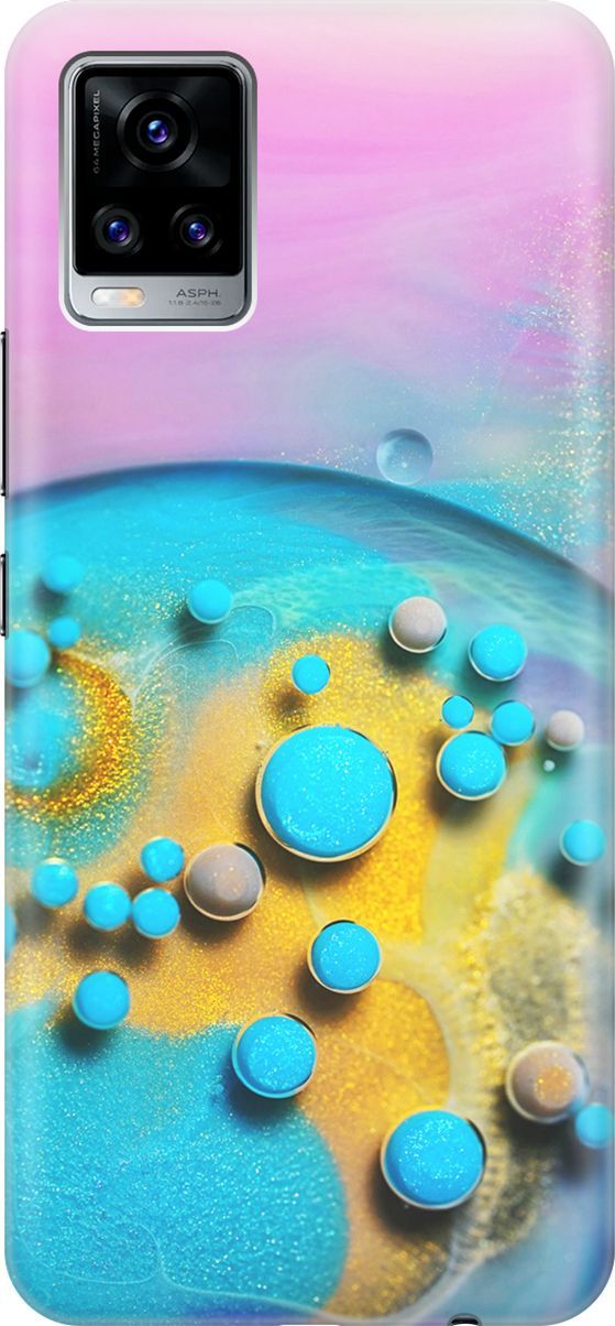 

Силиконовый чехол на Vivo V20 "Цветные капли", Голубой;оранжевый, 159670