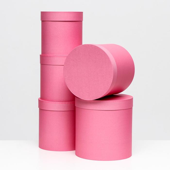 фото Набор круглых коробок 5 в 1 "краски", розовый, 25 х 25 х 25 - 19 х 19 х 19 см upak land