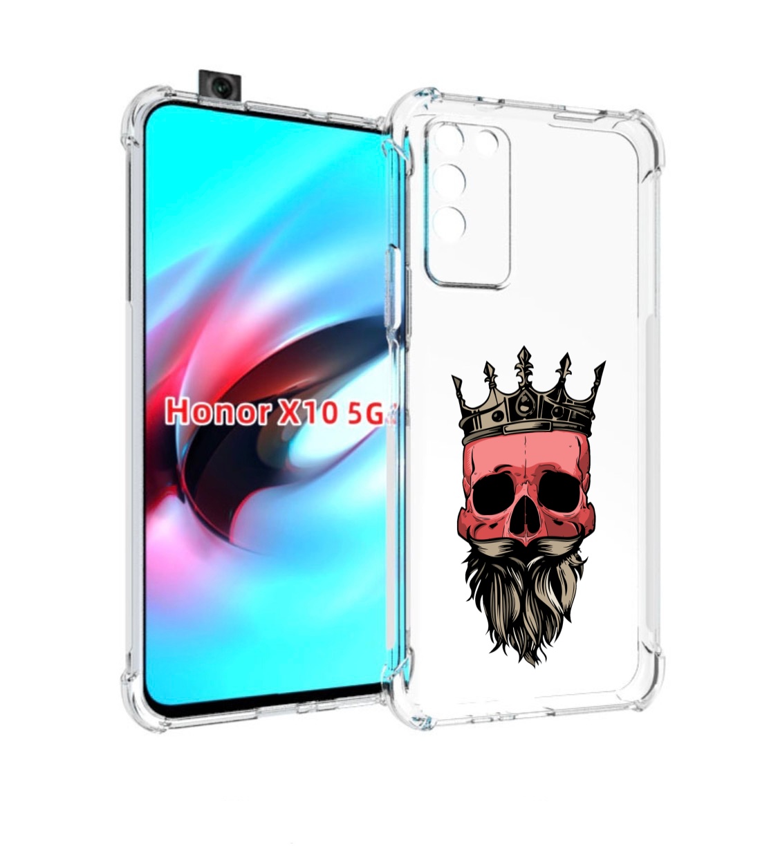 

Чехол MyPads бородатый красный череп мужской для Honor X10, Прозрачный, Tocco
