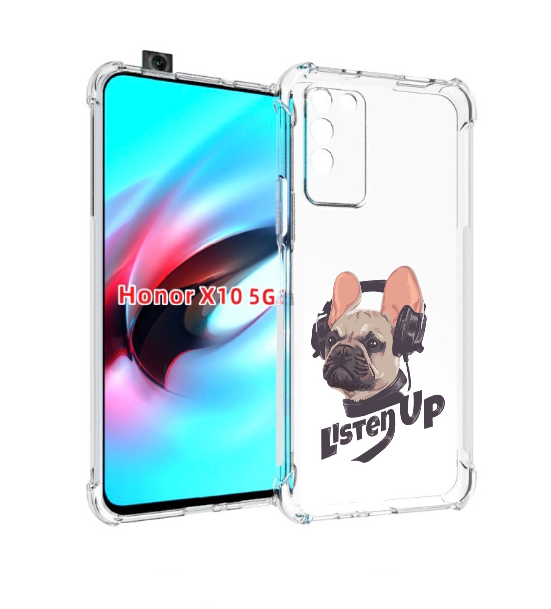 

Чехол MyPads бульдог-слушает-музыку для Honor X10, Прозрачный, Tocco