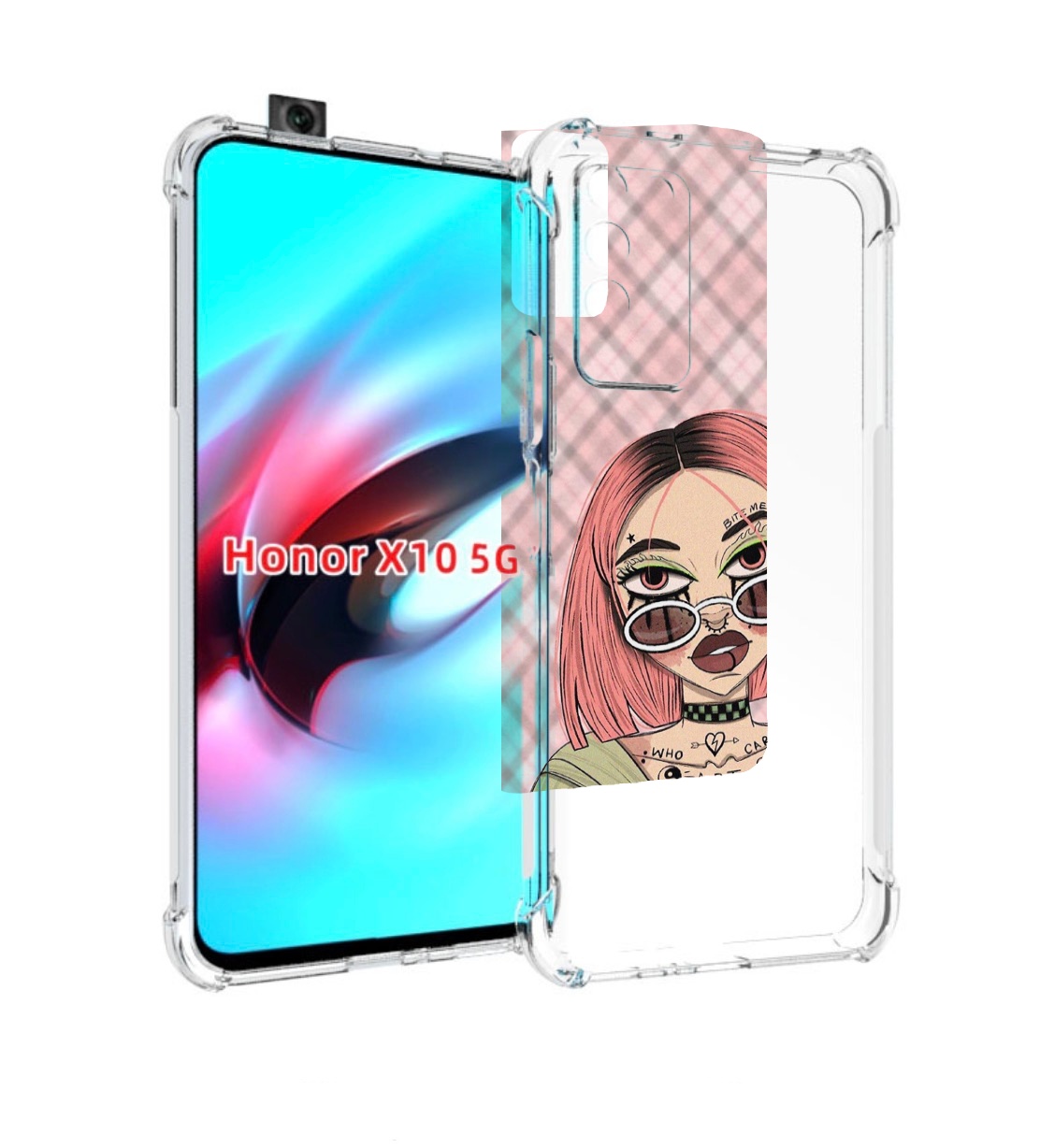 

Чехол MyPads бунтарка-девочка для Honor X10, Прозрачный, Tocco