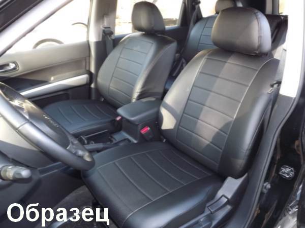 Чехлы для Nissan Almera (2012)(экокожа черная/экокожа черная)спинка раздельная