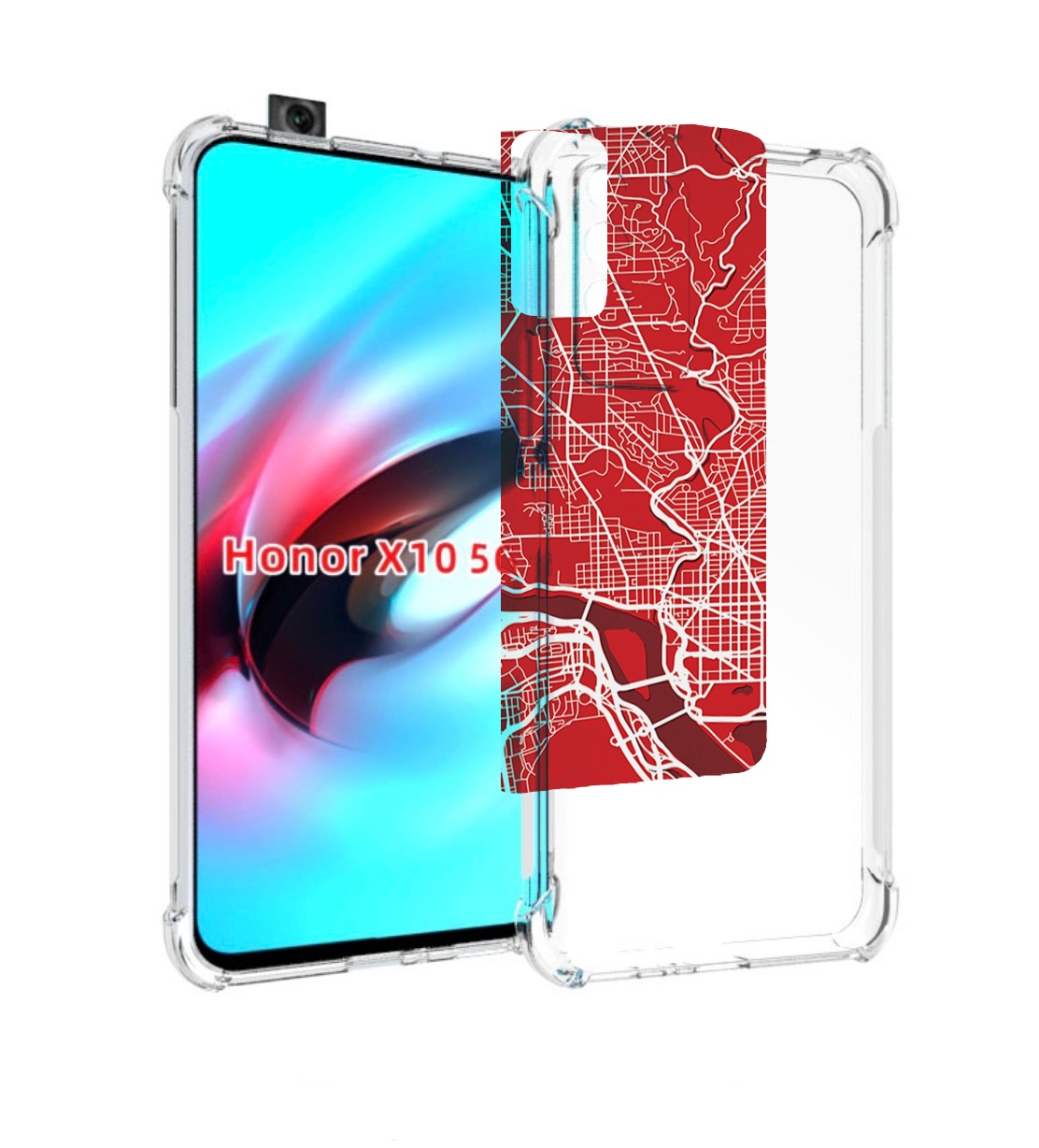 

Чехол MyPads векторная-карта для Honor X10, Прозрачный, Tocco