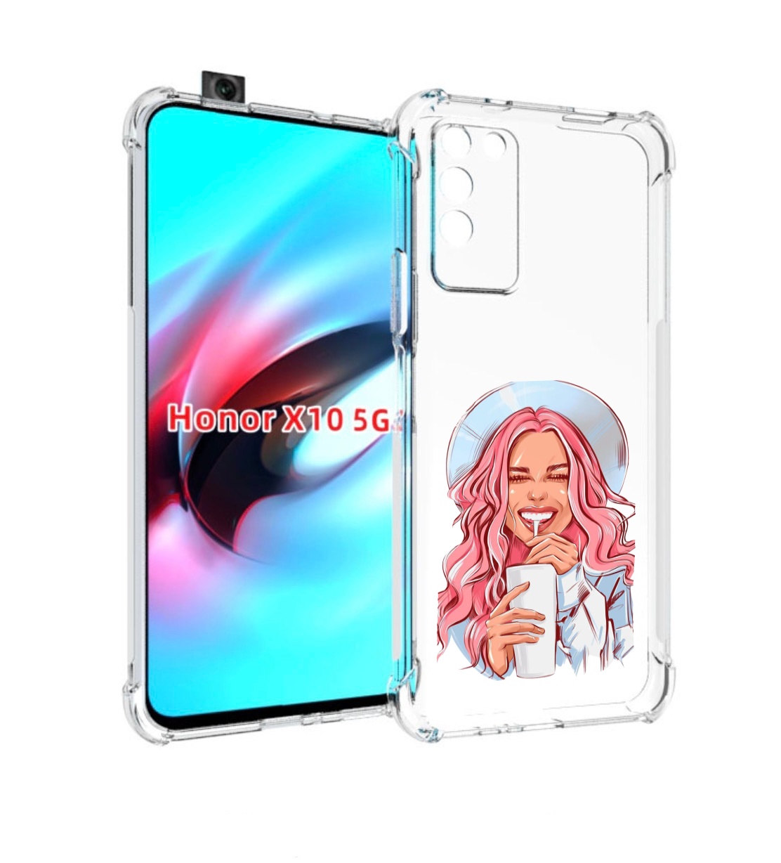 

Чехол MyPads веселая-девушка-модель женский для Honor X10, Прозрачный, Tocco