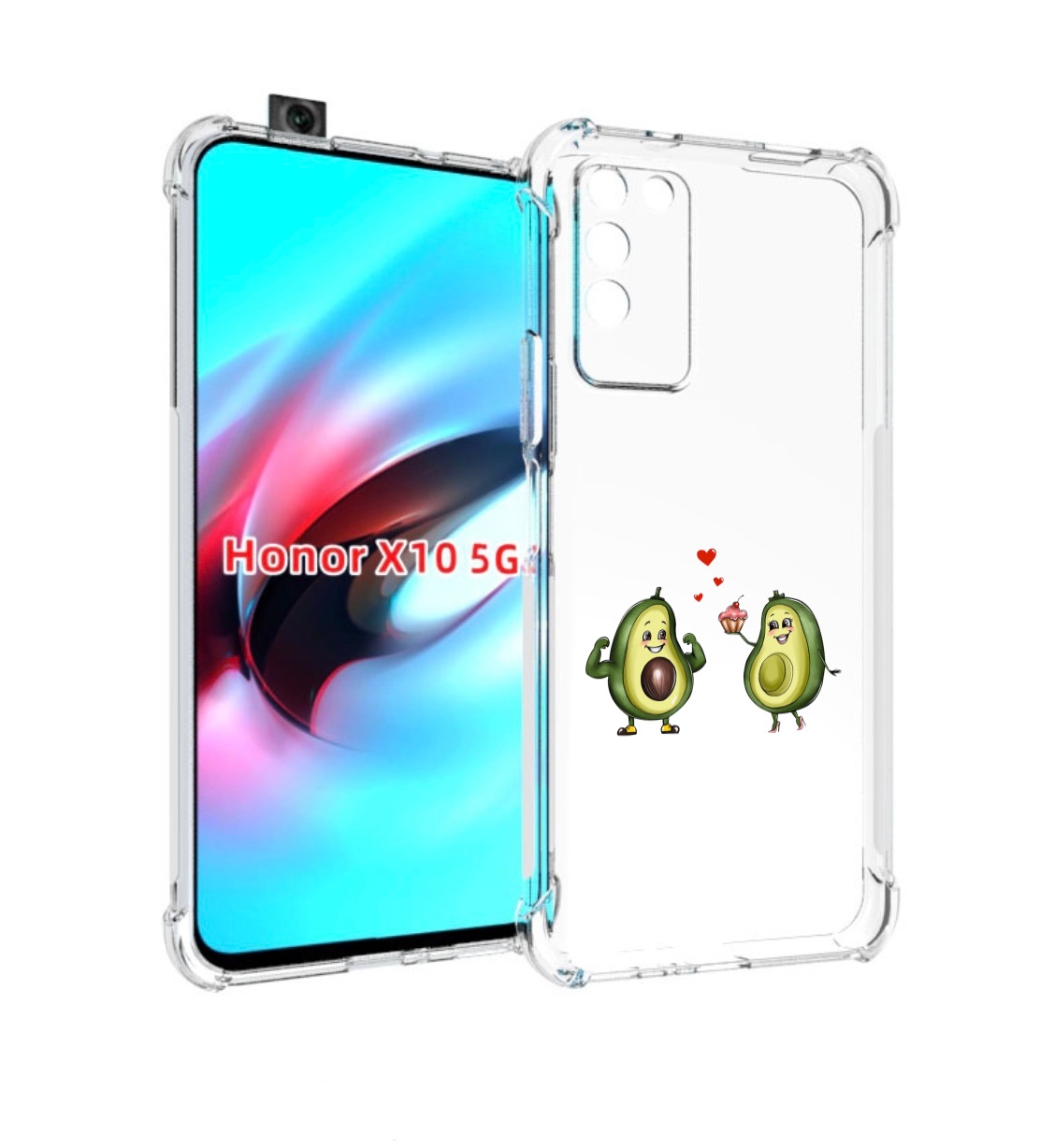 

Чехол MyPads влюбленные-авокадо для Honor X10, Прозрачный, Tocco
