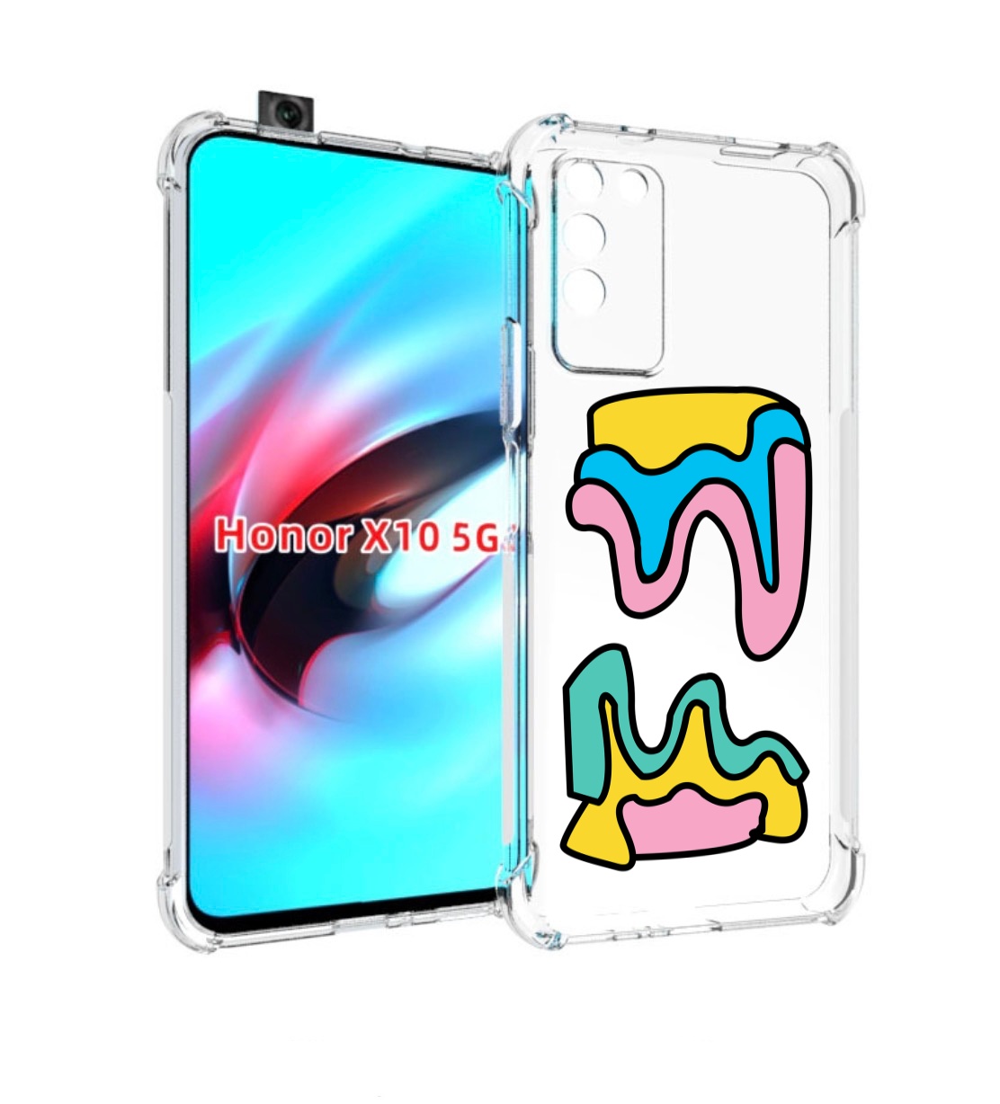 

Чехол MyPads вытекающая-абстракция для Honor X10, Прозрачный, Tocco