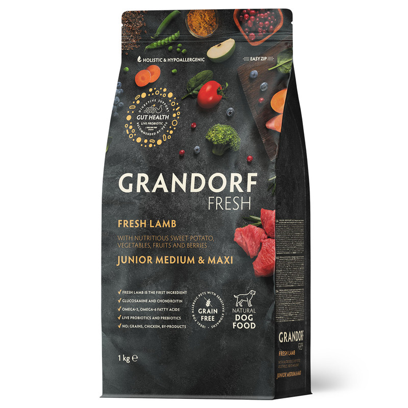 

Сухой корм для собак GRANDORF Fresh Junior, ягненок, батат, 1 кг