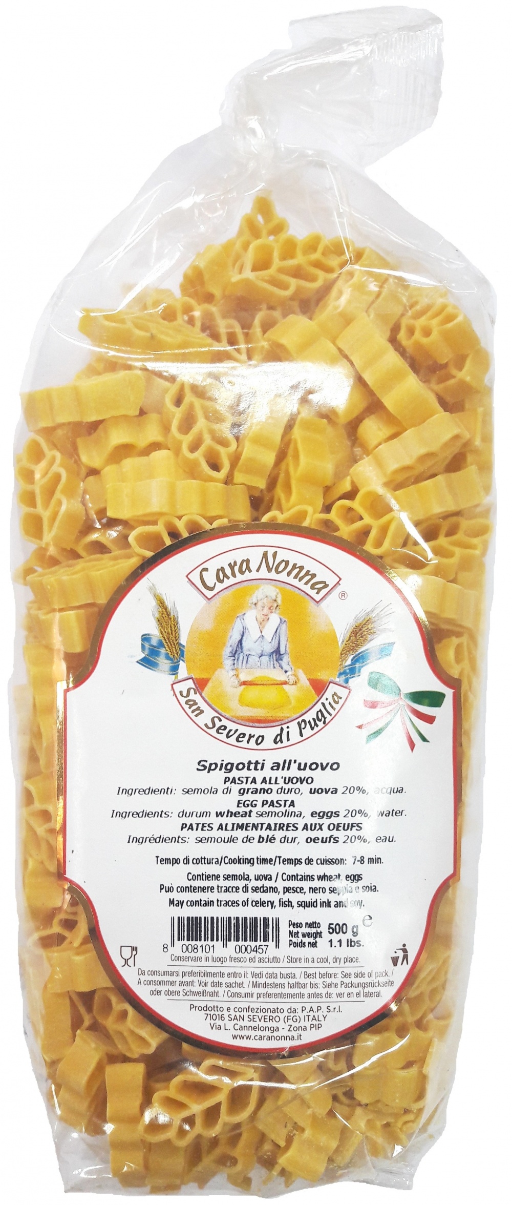 

Паста яичная CARA NONNA SPIGOTTI (пшеничный колосок) 500г