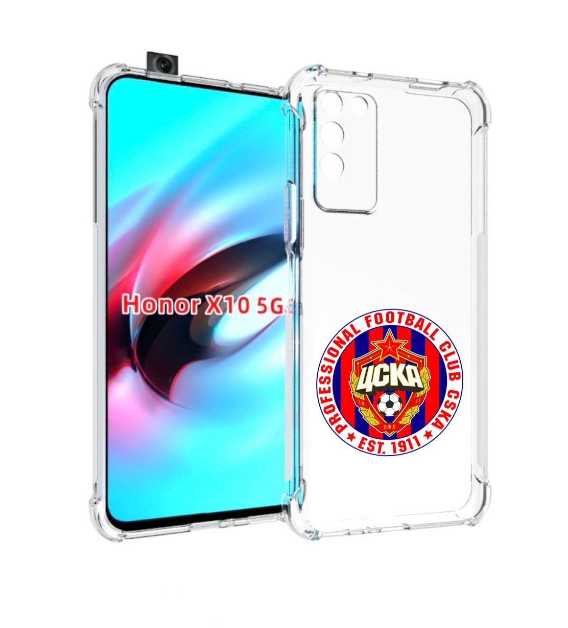 

Чехол MyPads ФК ЦСК логотип для Honor X10, Прозрачный, Tocco