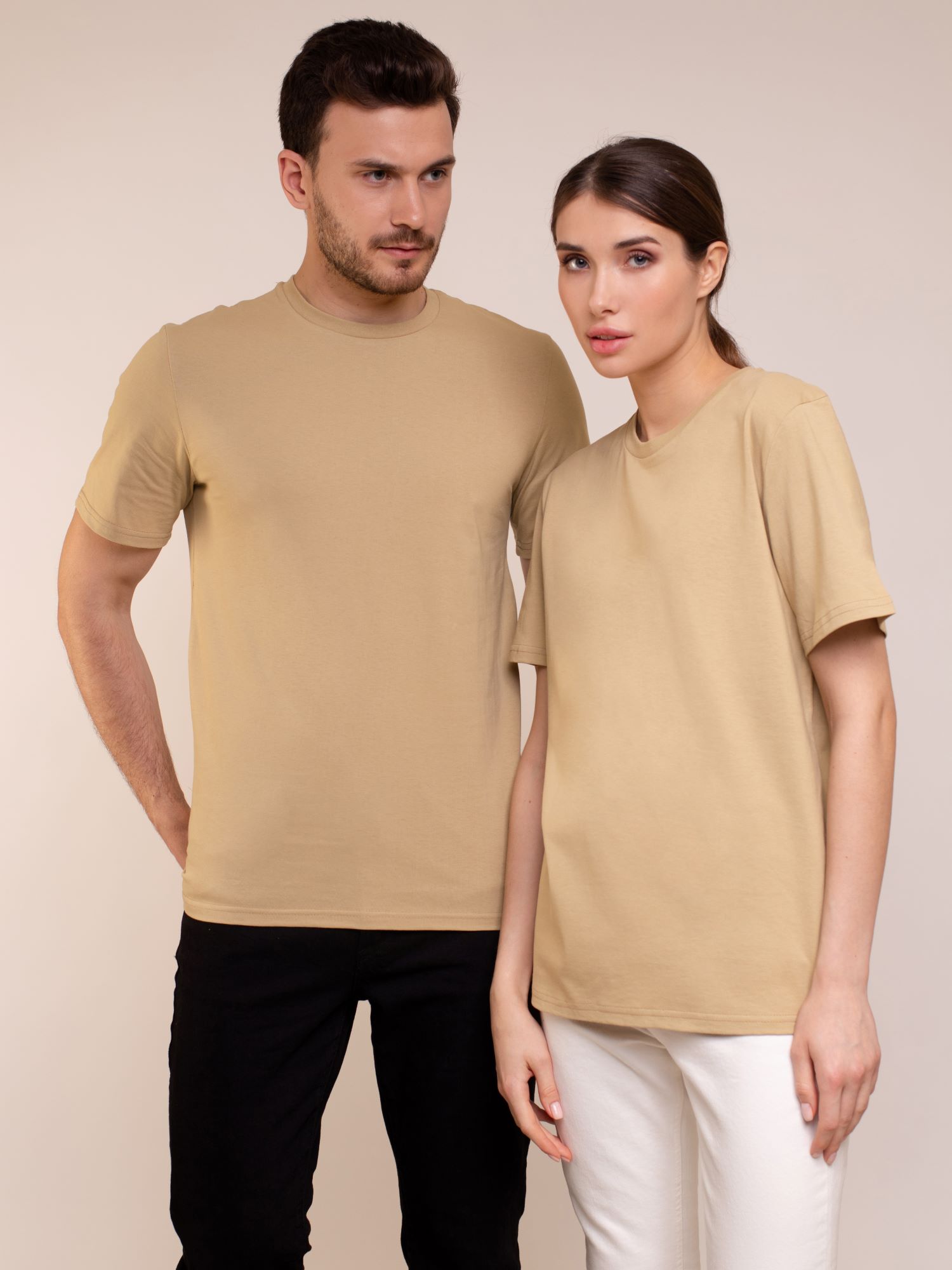 

Футболка унисекс Uzcotton Premium бежевая XXL, Бежевый, Premium