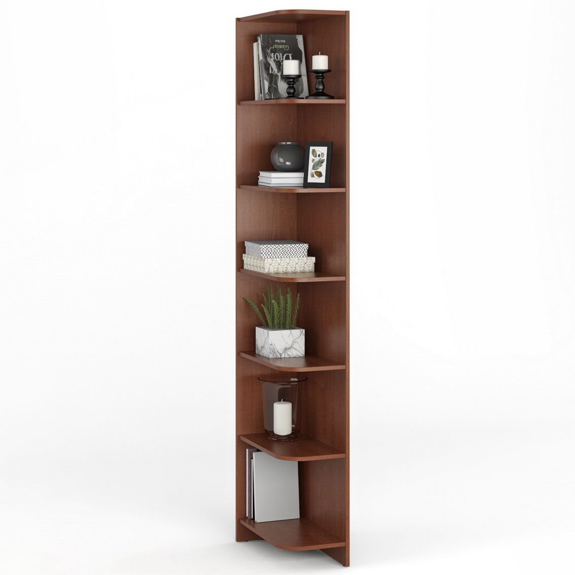 

Стеллаж угловой МагМебель В20 левый вишня, Коричневый, Стеллаж угловой В20 левый