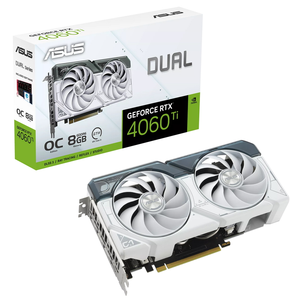 Видеокарта ASUS NVIDIA DUAL RTX 4060 TI WHITE (90YV0J42-M0NA00)