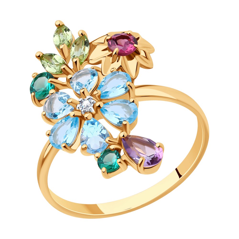 

Кольцо из красного золота с топазом и аметистом р.17 SOKOLOV 716510, 716510