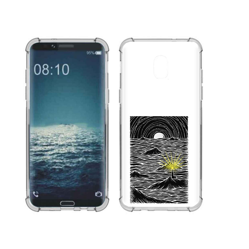 

Чехол MyPads Tocco для Samsung Galaxy J3 маяк в черно белом море (PT226926.574.460), Прозрачный, Tocco