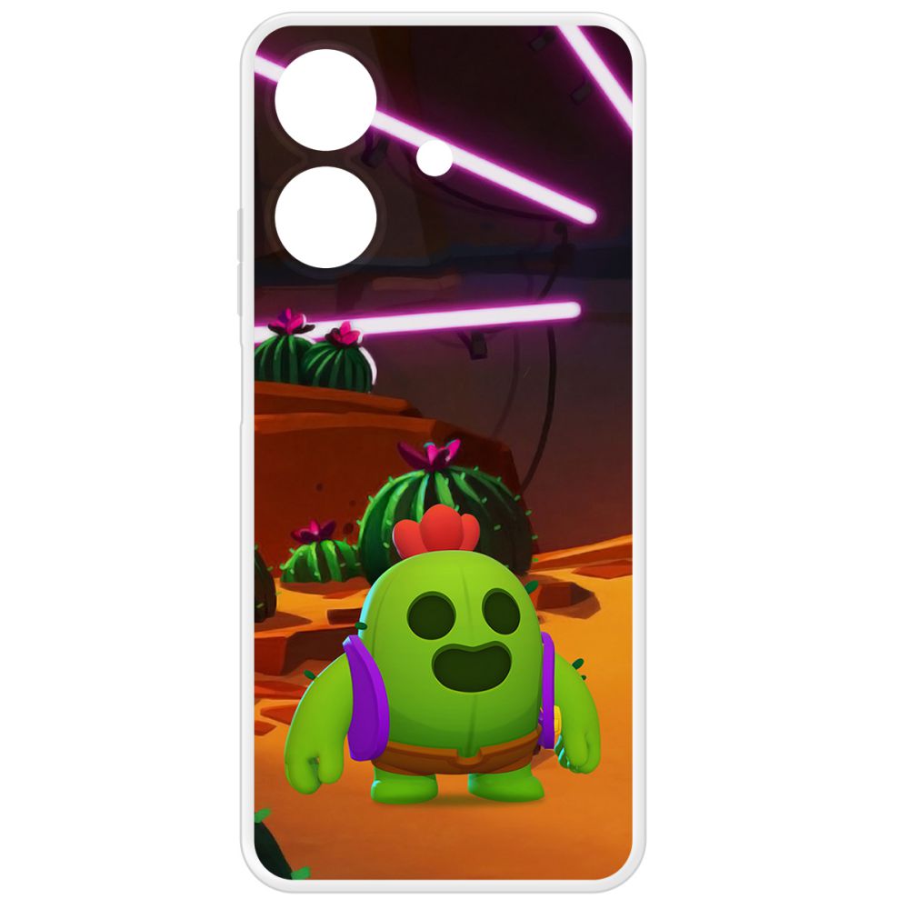 

Чехол-накладка Krutoff Clear Case Brawl Stars-Спайк для Realme Note 60, Прозрачный