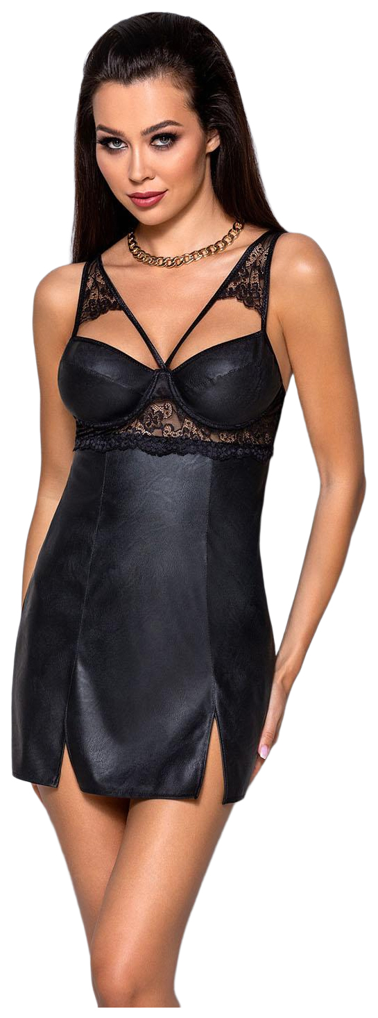 

Ночная сорочка женская Passion Pas_Loona chemise Black черная XXL/3XL, Черный, Loona