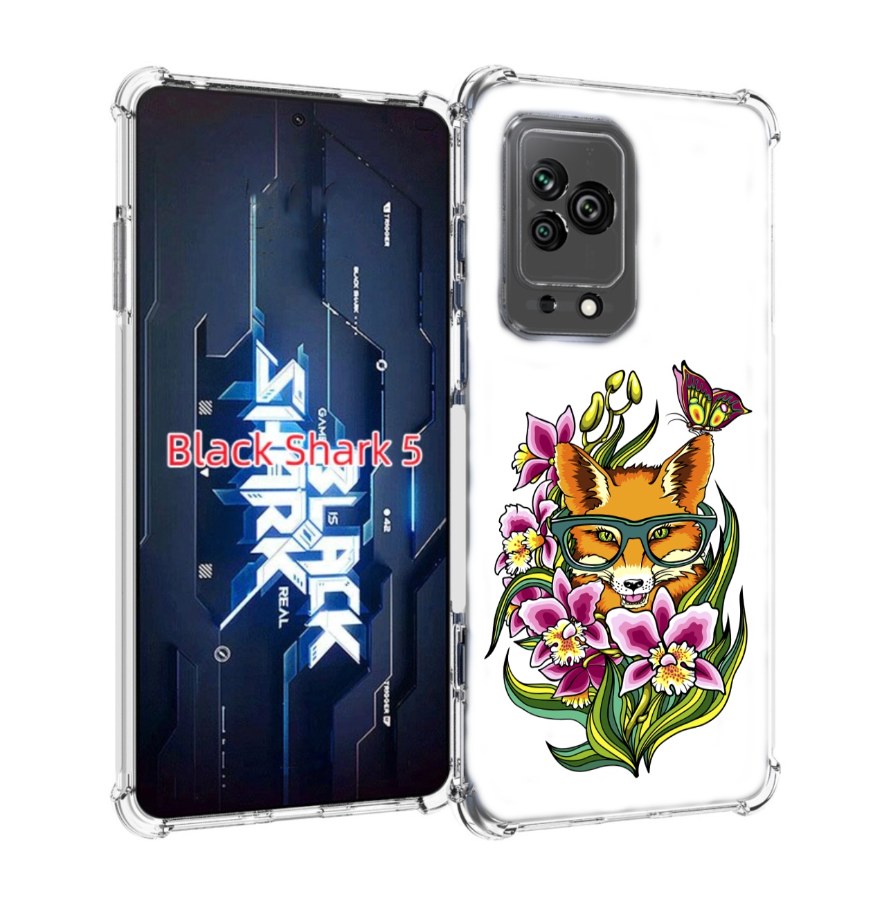

Чехол MyPads Лиса в цветах для Xiaomi Black Shark 5, Прозрачный, Tocco