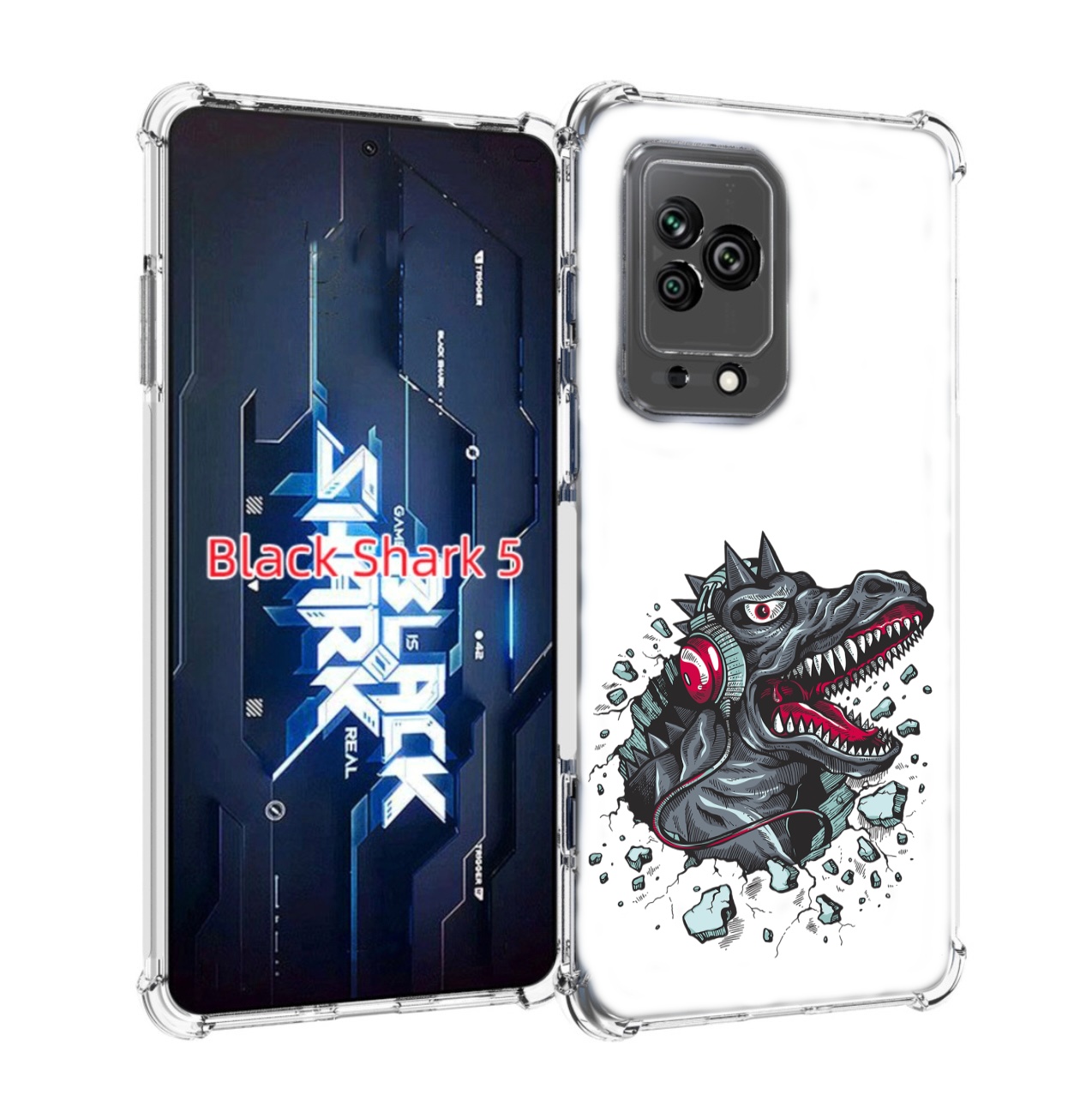 

Чехол MyPads Нарисованный динозавр в наушниках для Xiaomi Black Shark 5, Прозрачный, Tocco