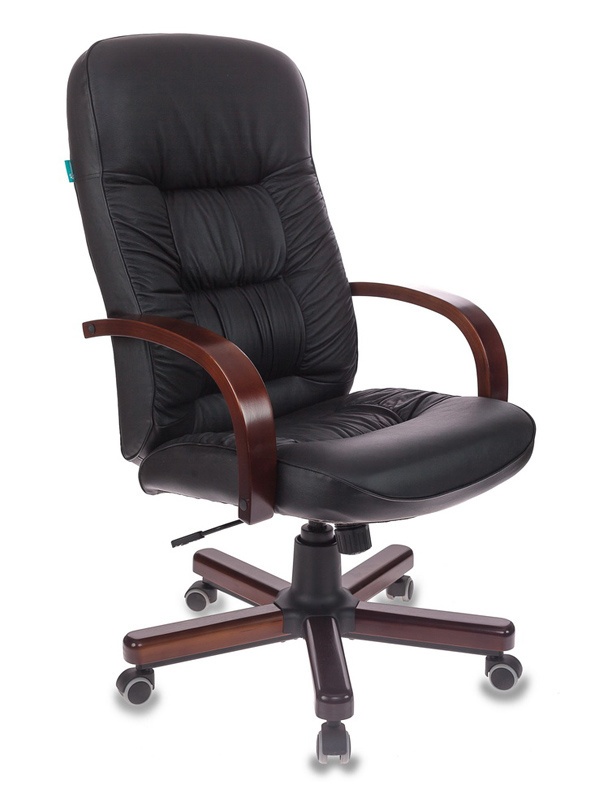 

Кресло руководителя Бюрократ T-9908/WALNUT черный кожа крестовина металл, Черный;коричневый