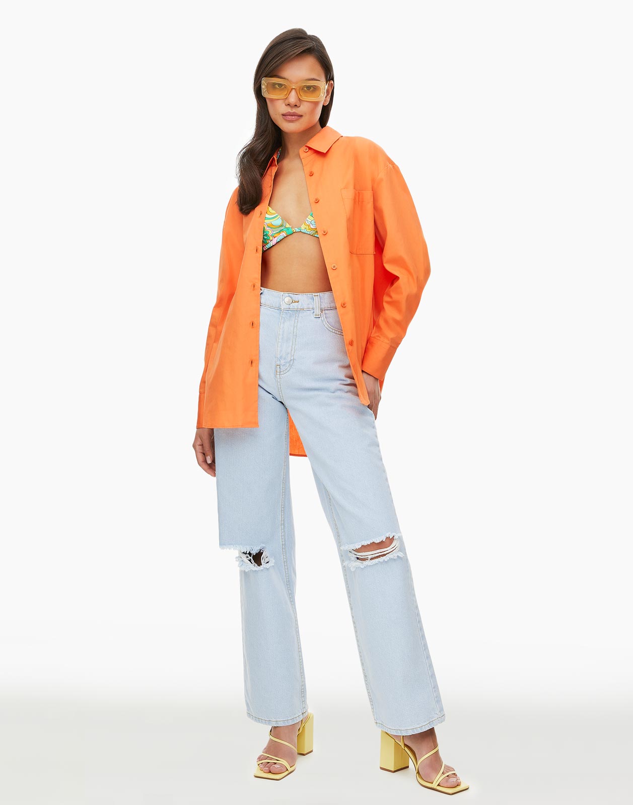 Рубашка женская Gloria Jeans GWT002847 оранжевая L-XL/170