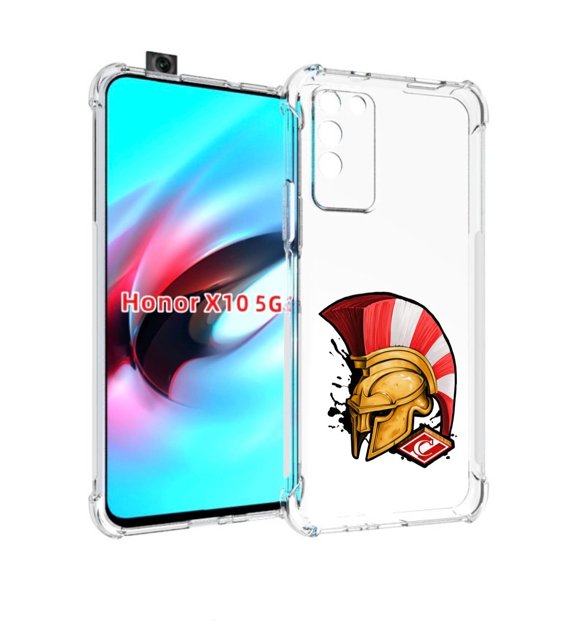 

Чехол MyPads ФК спартак шлем для Honor X10, Прозрачный, Tocco